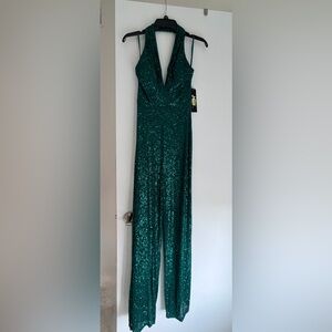 Elegant Green Sequin Jumpsuit